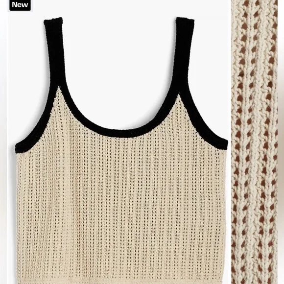 Madewell Beige Knit Tank with Black Trim - Picture 5 of 12